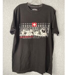 Jungfraujoch Switzerland Top of Europe Mens T Shirt Size L Black Cotton
